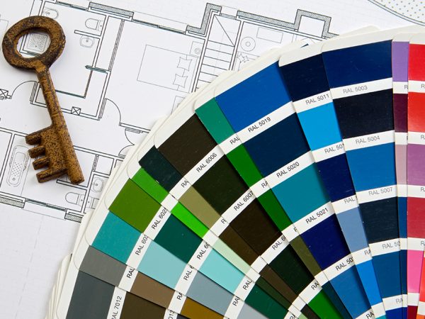 design colors  with key and planes of one house